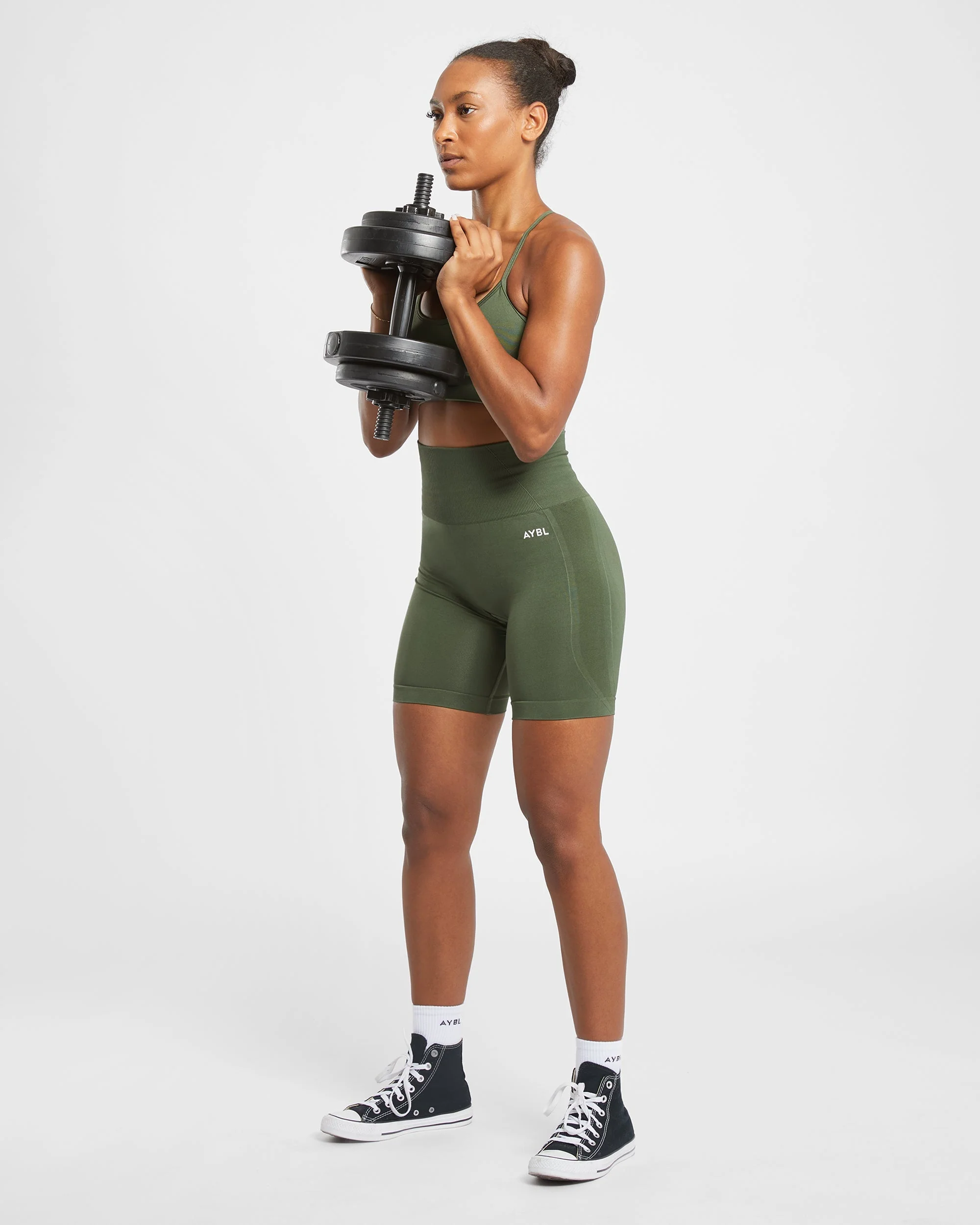 Empower Seamless Cycling Shorts - Khaki Vert - Image 7