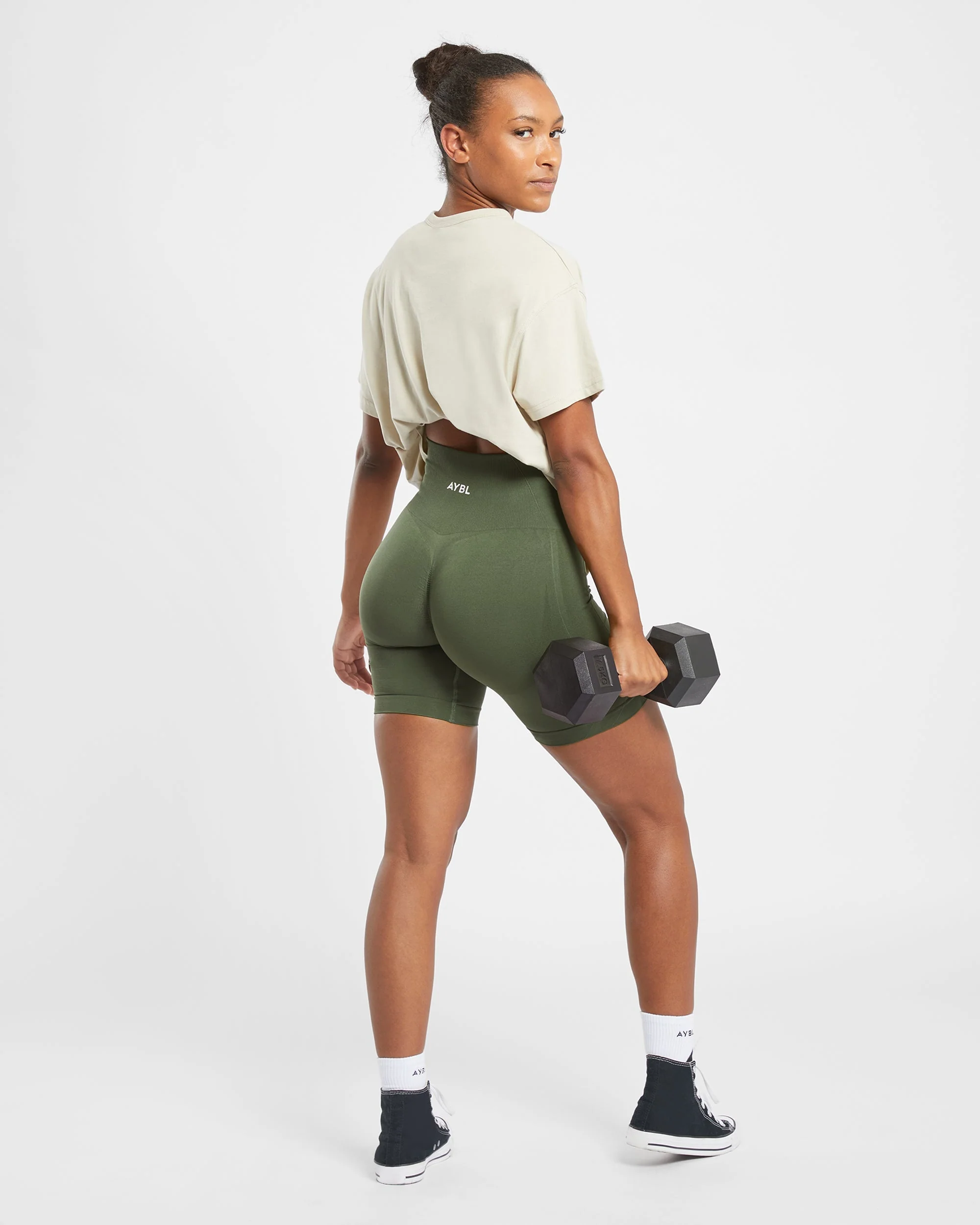 Empower Seamless Cycling Shorts - Khaki Vert - Image 8