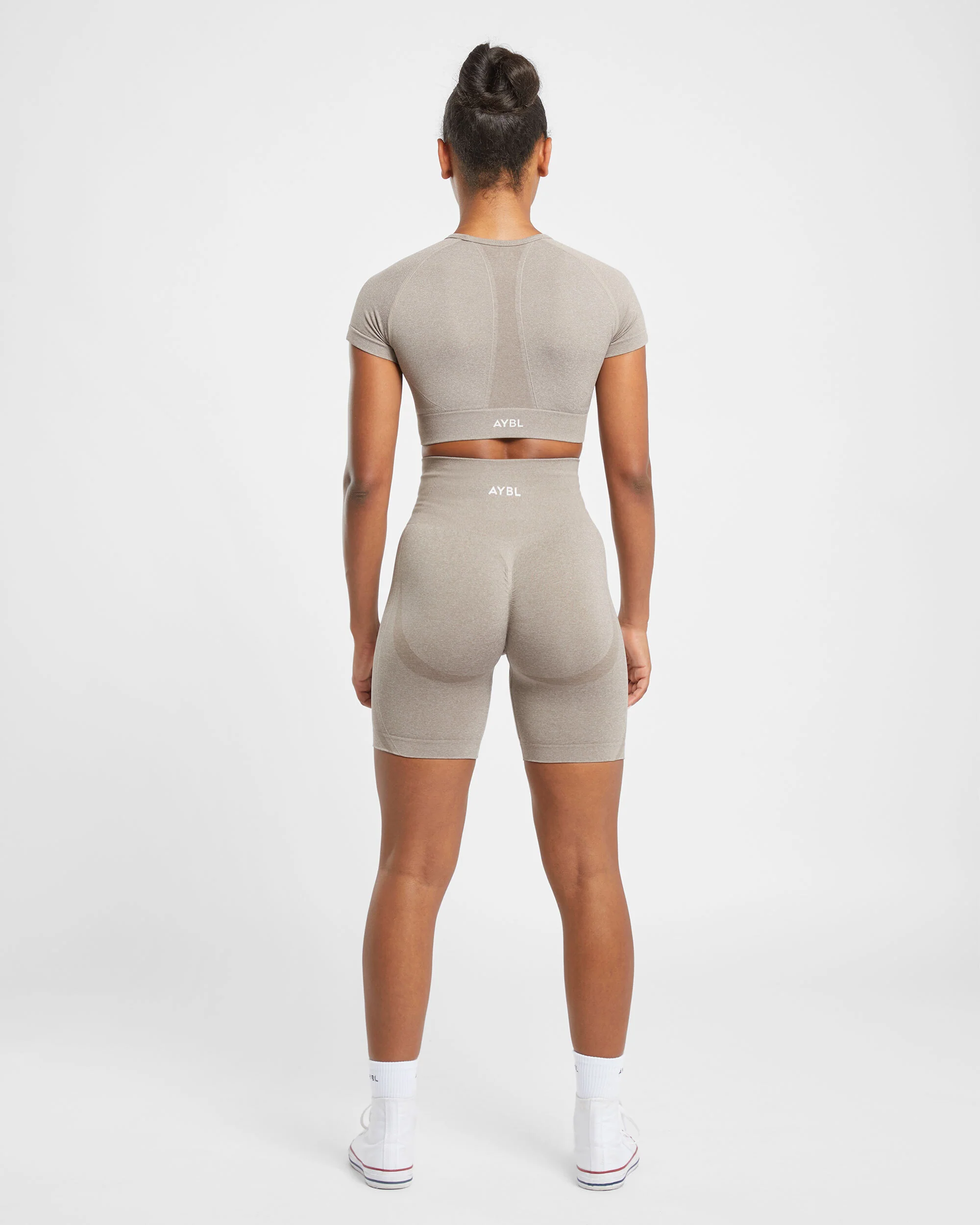 Empower Seamless Cycling Shorts - Taupe Marl - Image 4