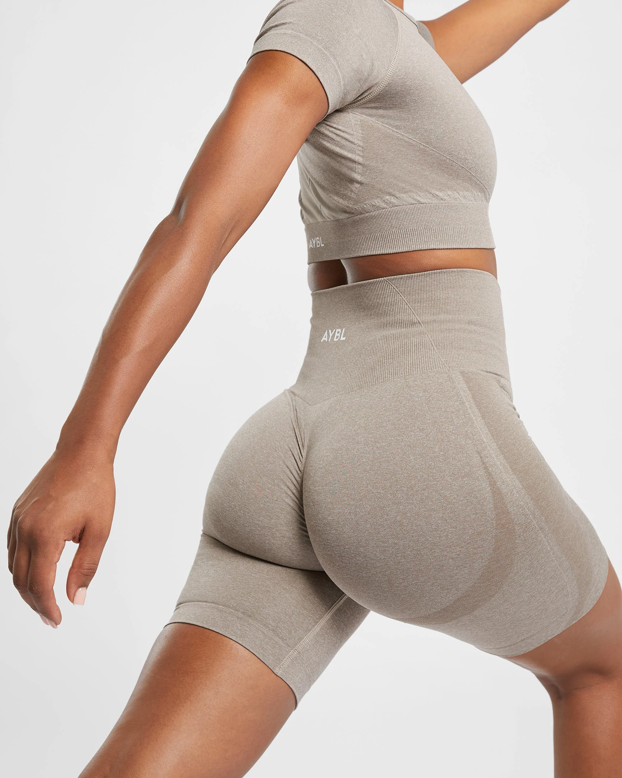 Empower Seamless Cycling Shorts - Taupe Marl - Image 6
