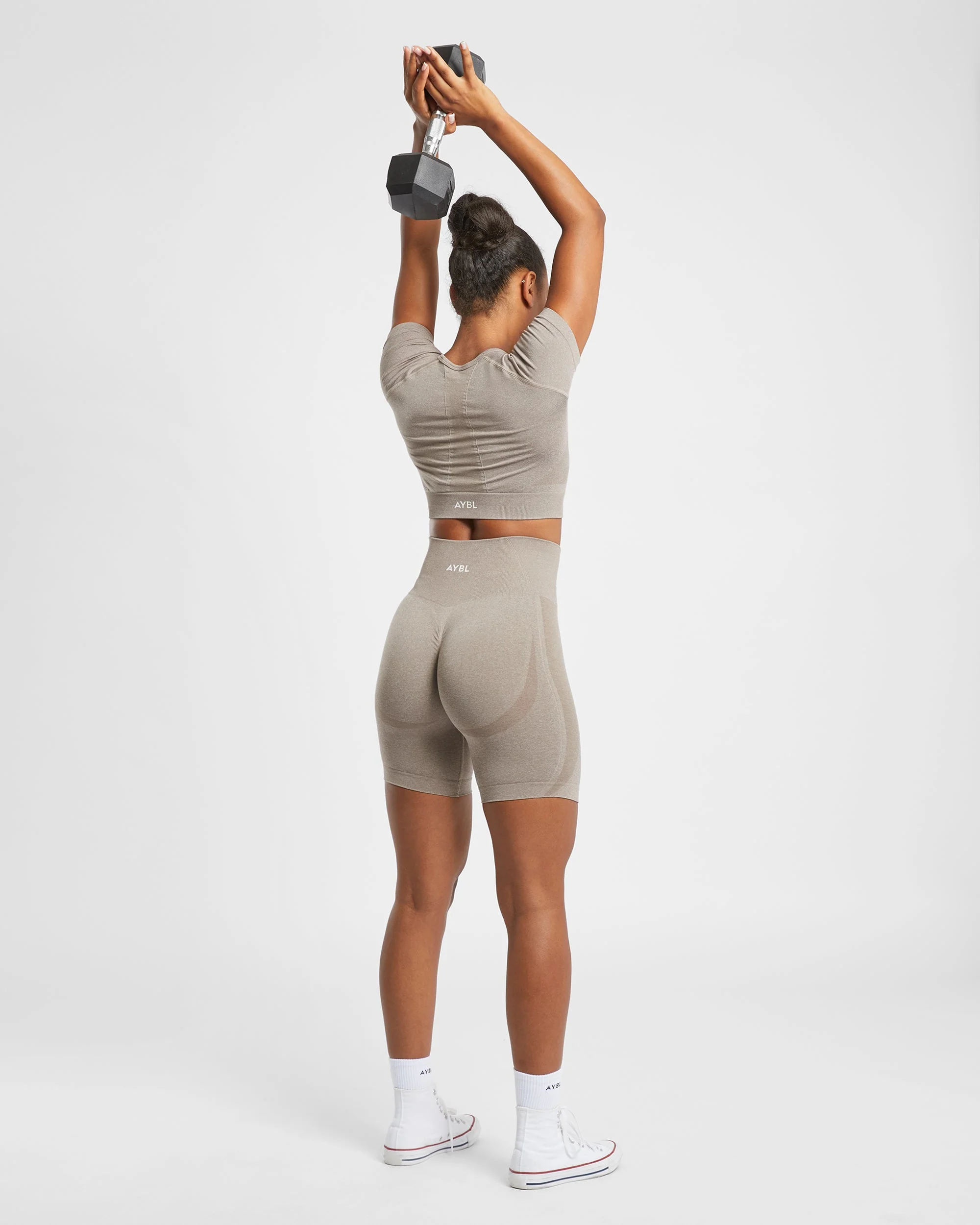 Empower Seamless Cycling Shorts - Taupe Marl - Image 7