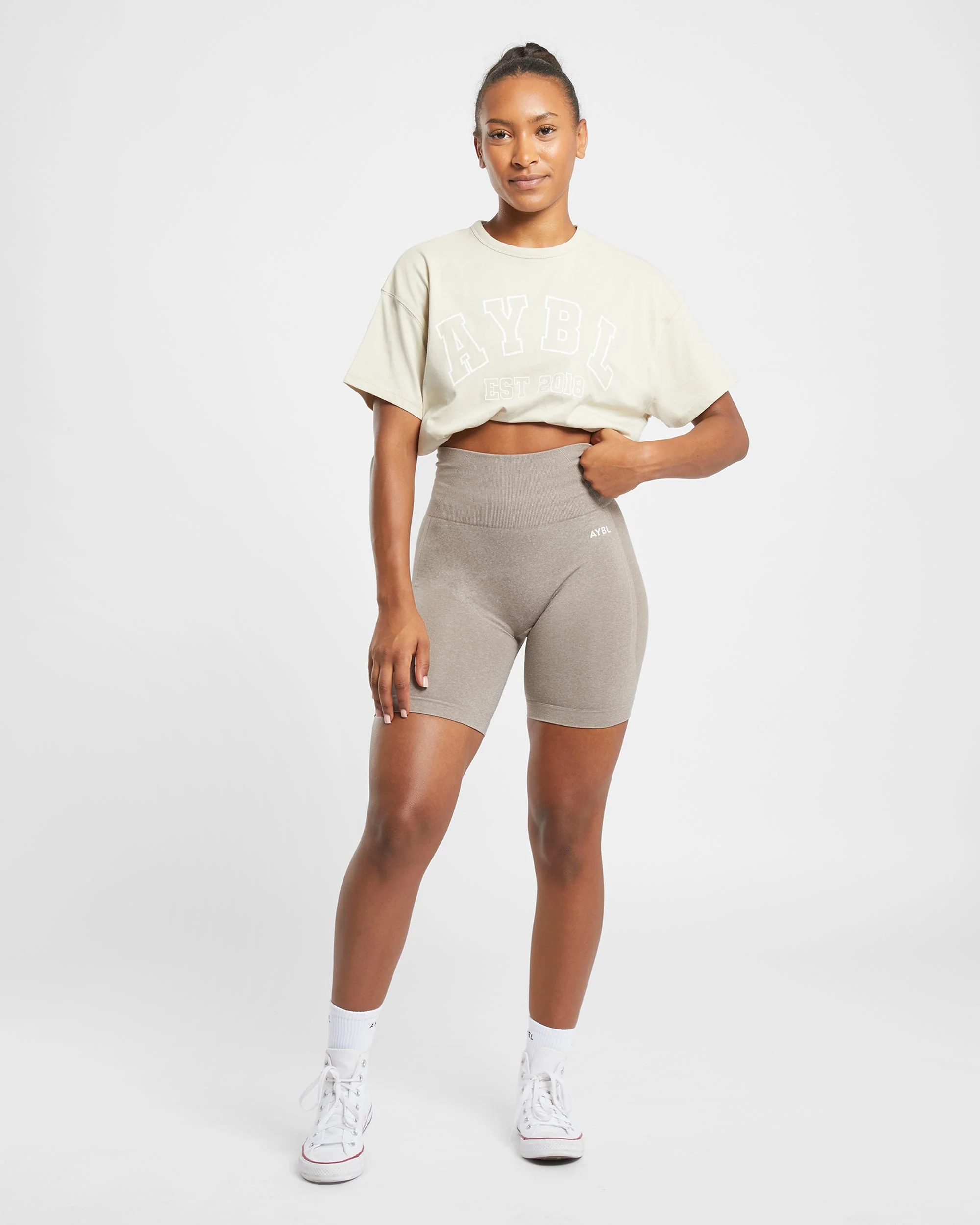 Empower Seamless Cycling Shorts - Taupe Marl - Image 8